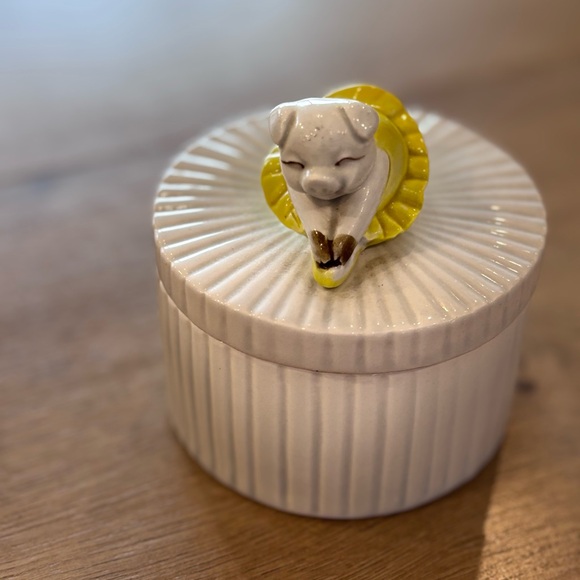 Vintage Fitz & Floyd Trinket Box Pig Ballerina Yellow Tutu - Picture 2 of 6